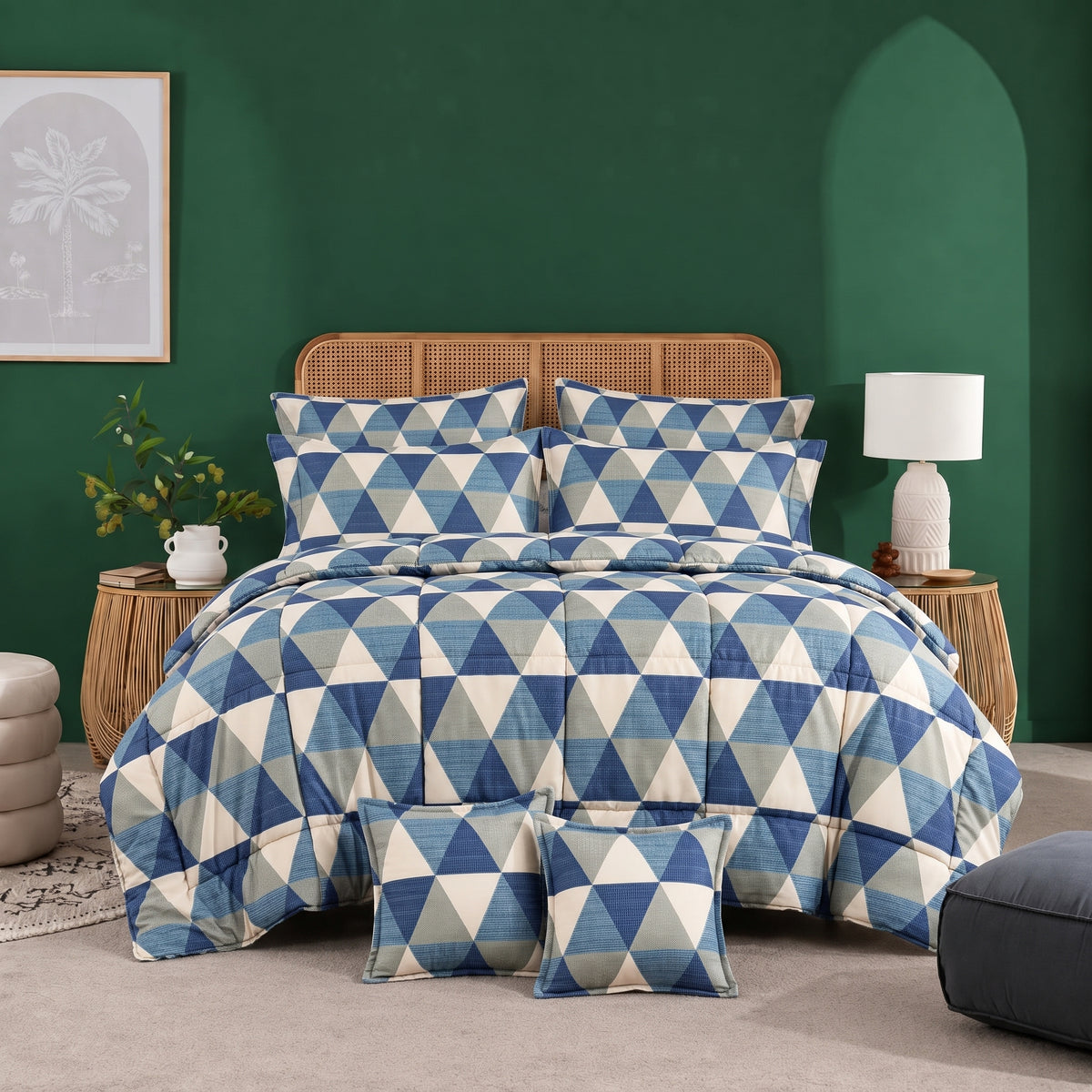 Blue Tukri - 8pcs Premium Comforter Set