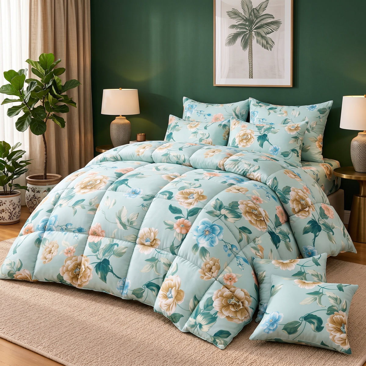 Verdant Bloom -8 pcs WINTER RAZAI Set (HEAVY FILLING)