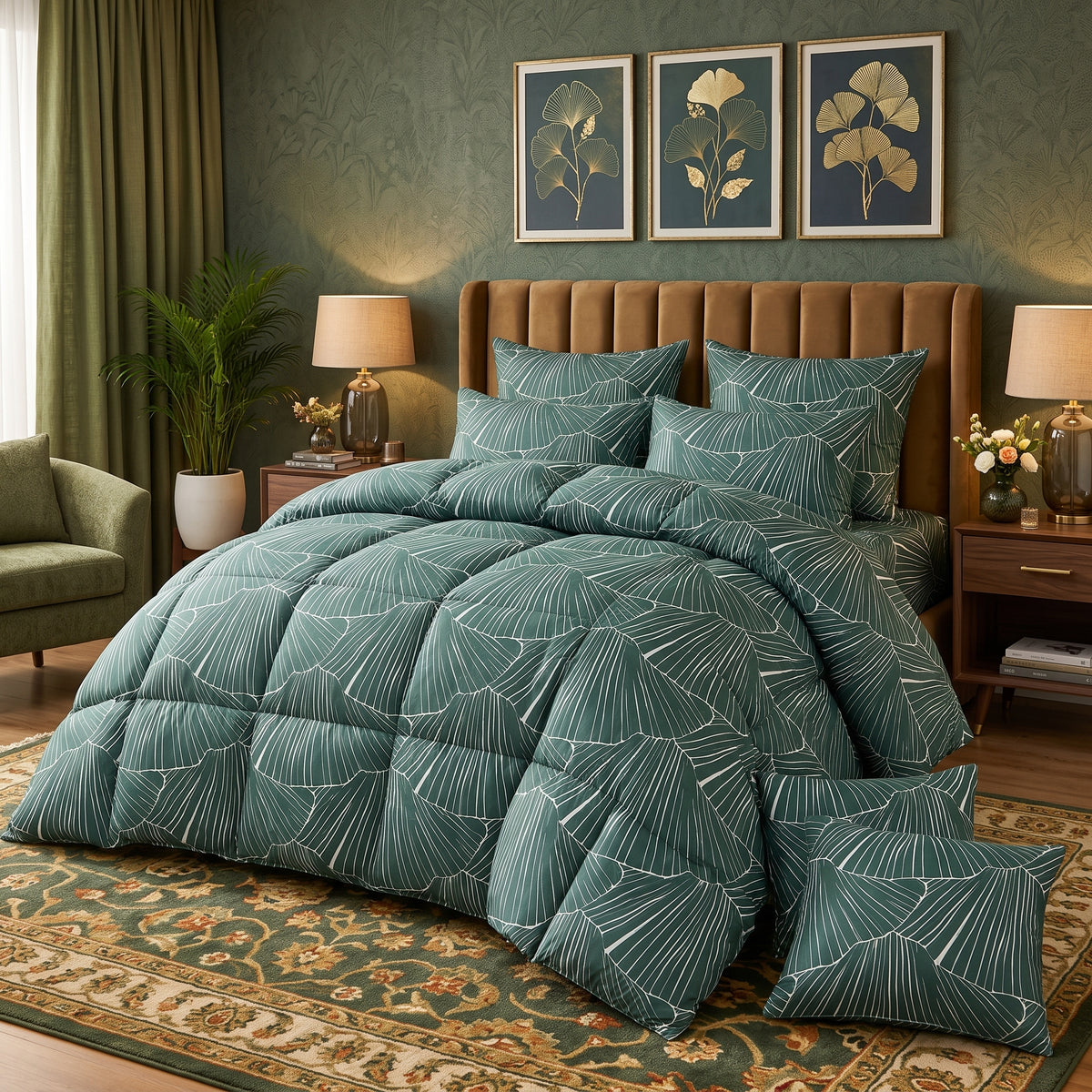 Verdant Fan -8 pcs WINTER RAZAI Set (HEAVY FILLING)