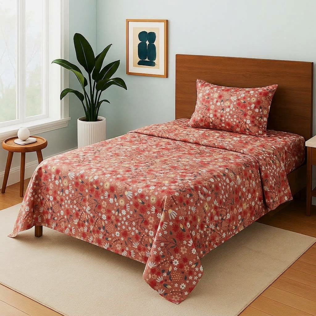 Autumn Rust Flora - Single Bedsheet Set