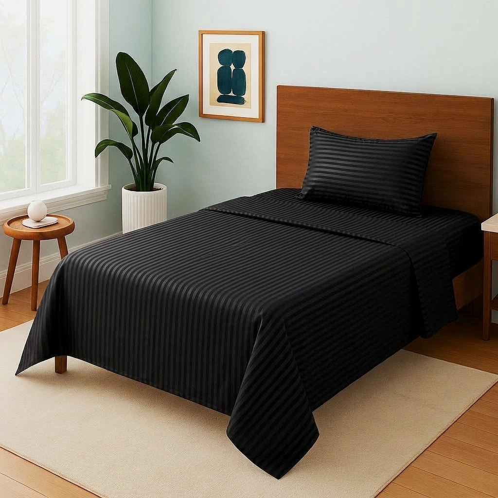 Black Stripe - Single Bedsheet Set