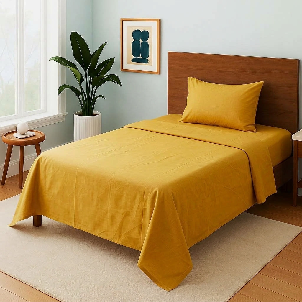 Plain Mustard - Single Bedsheet Set