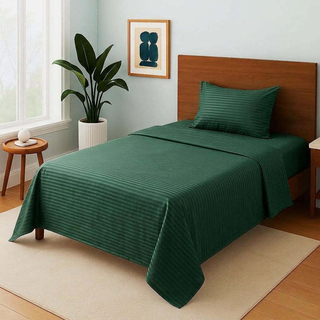 Green Stripe - Single Bedsheet Set