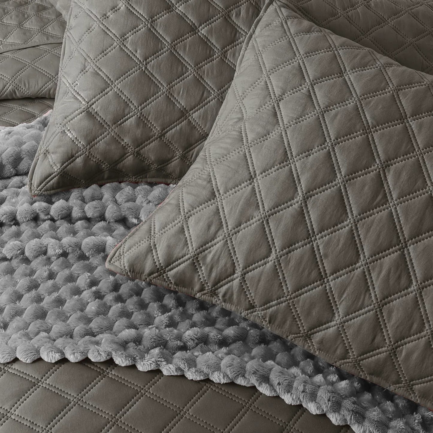 BEDSPREAD Set (Light Filling) - GREY