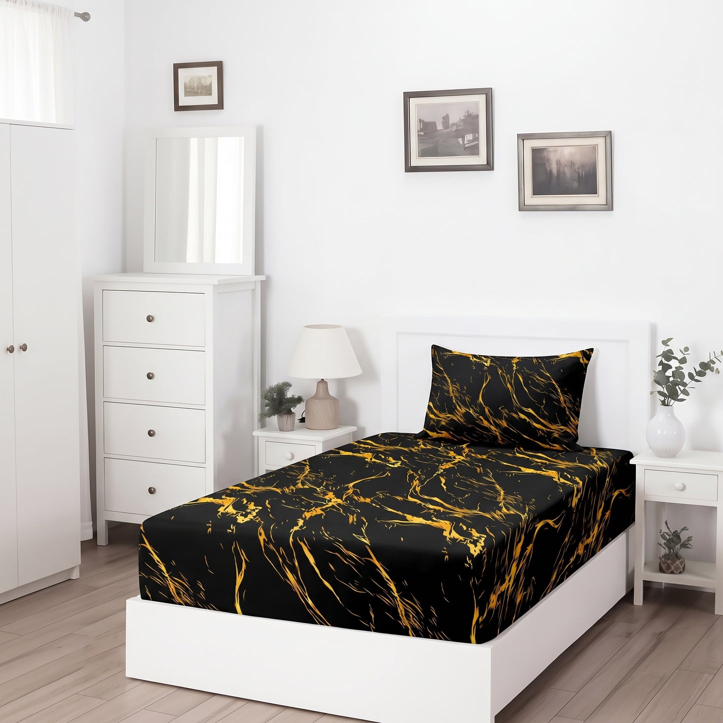 Midnight Vein - SINGLE Fitted Bedsheet Set