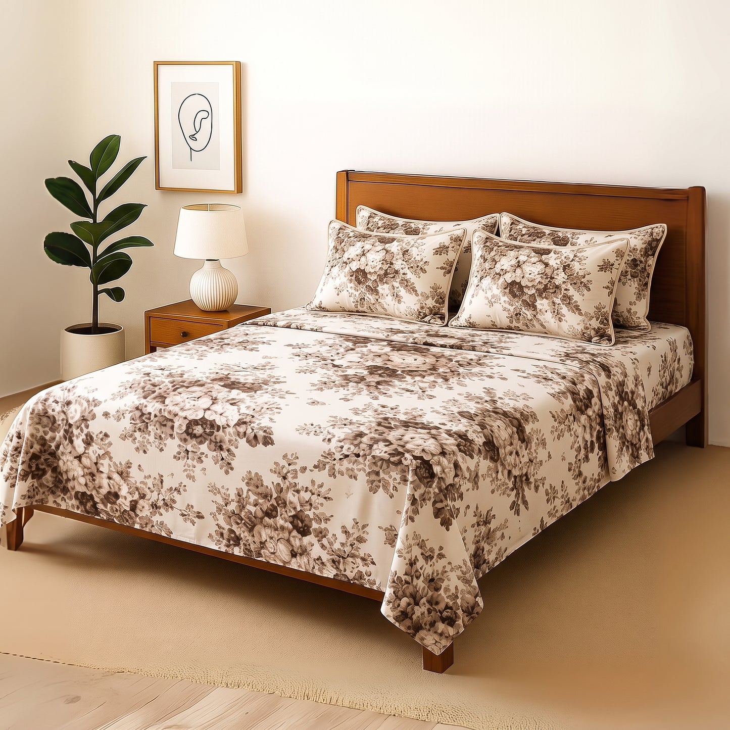 Skin Rose - Bedsheet With 4 Pillow Covers