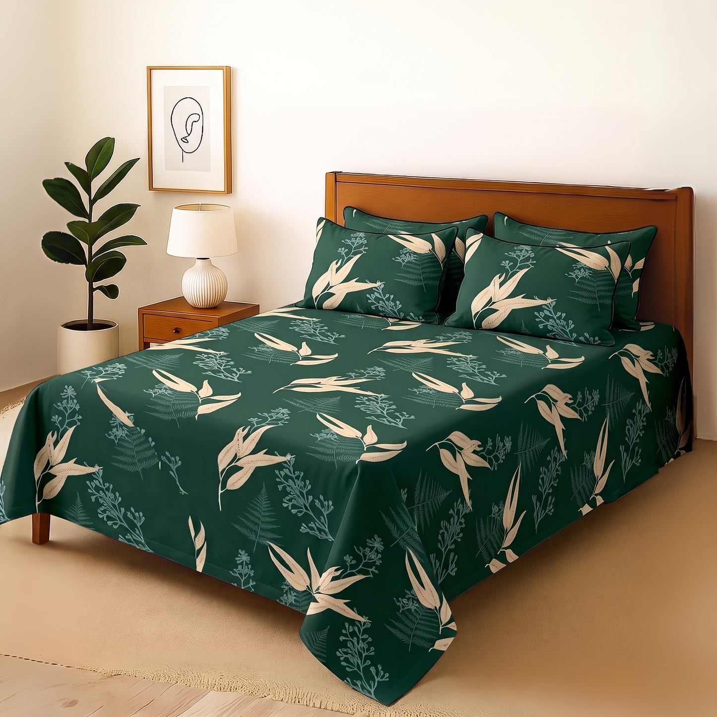 Olive Grove - Bedsheet With 4 Pillow Covers
