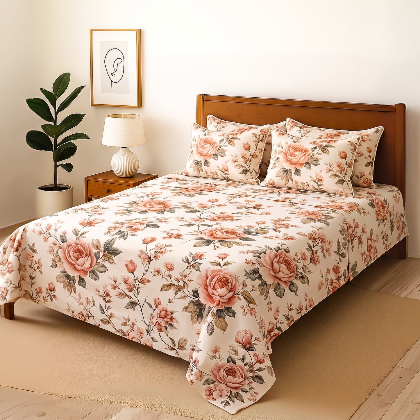 Orchidian - Bedsheet With 4 Pillow Covers