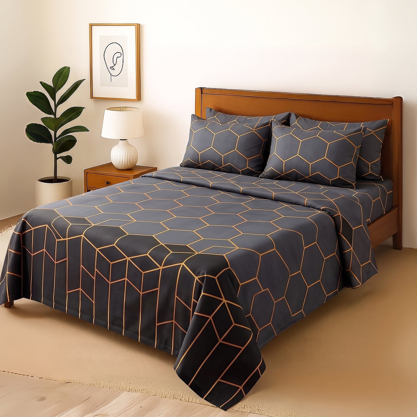 Urban hive - Bedsheet With 4 Pillow Covers