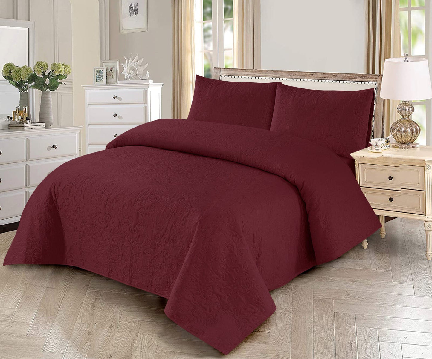 BEDSPREAD Set (Light Filling) - Maroon