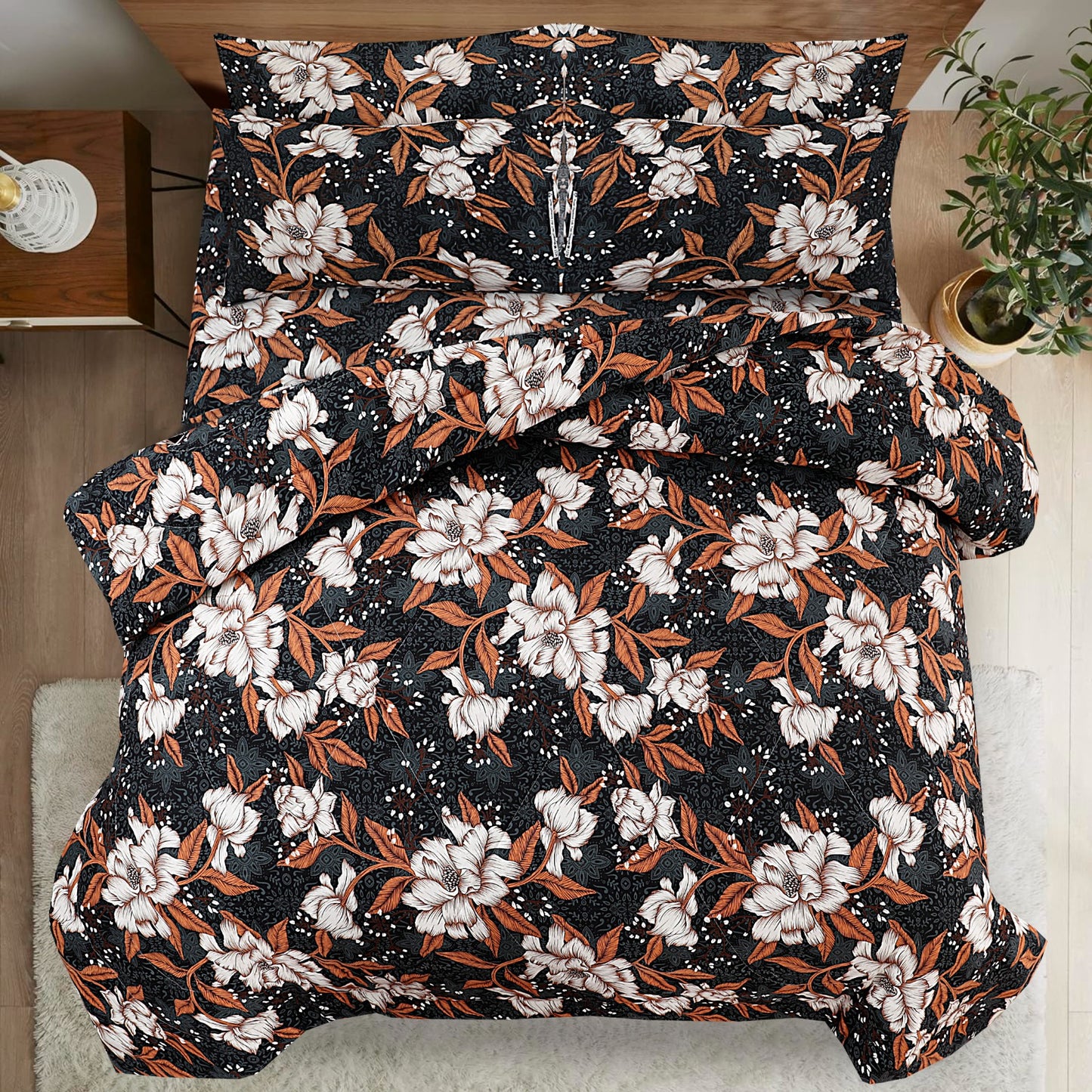 Black Thunder- Premium Pure Cotton 6pcs Comforter Set