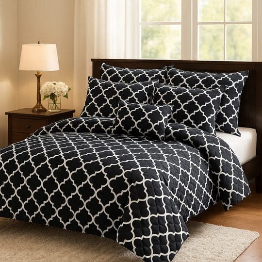 BLACK CHECK -6pcs Summer Comforter Set (Light Filling)