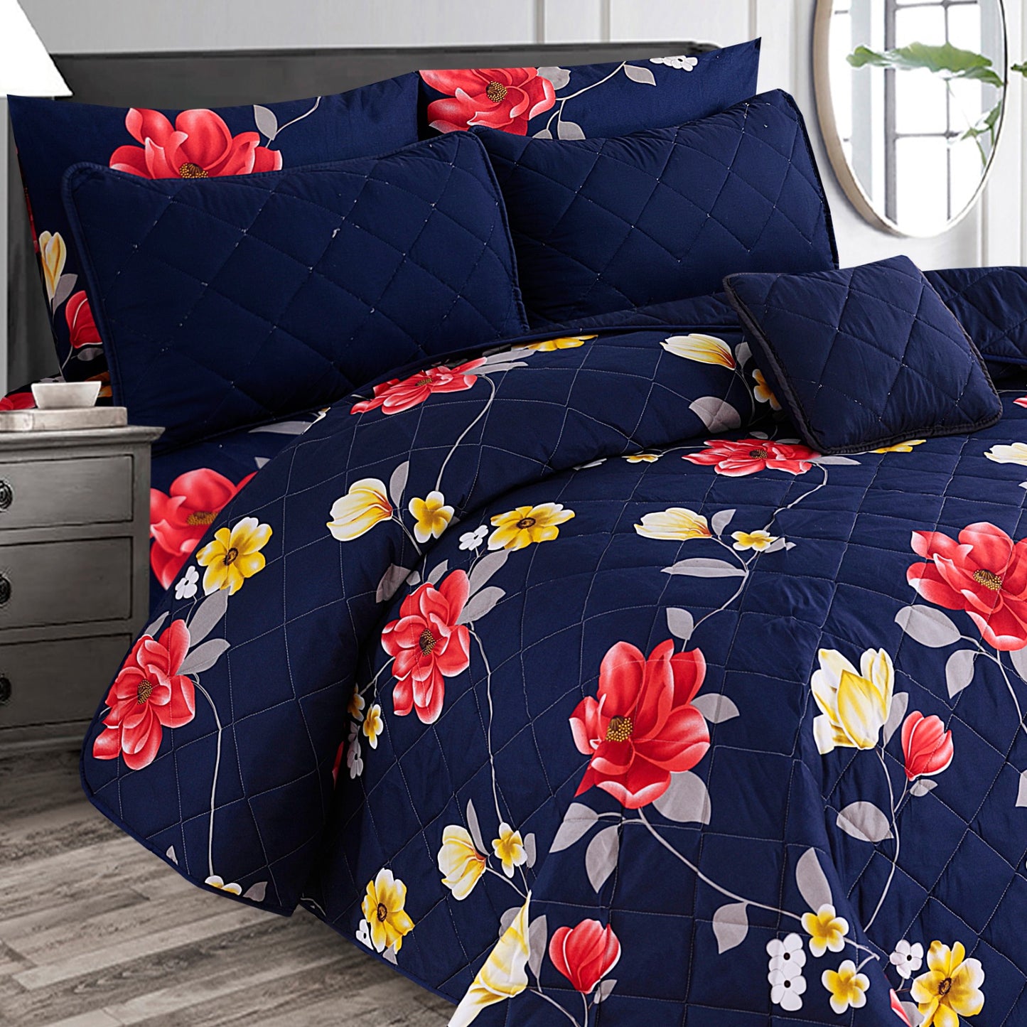 Blue Tehni - 7pcs PREMIUM Summer Comforter Set (Light Filling)