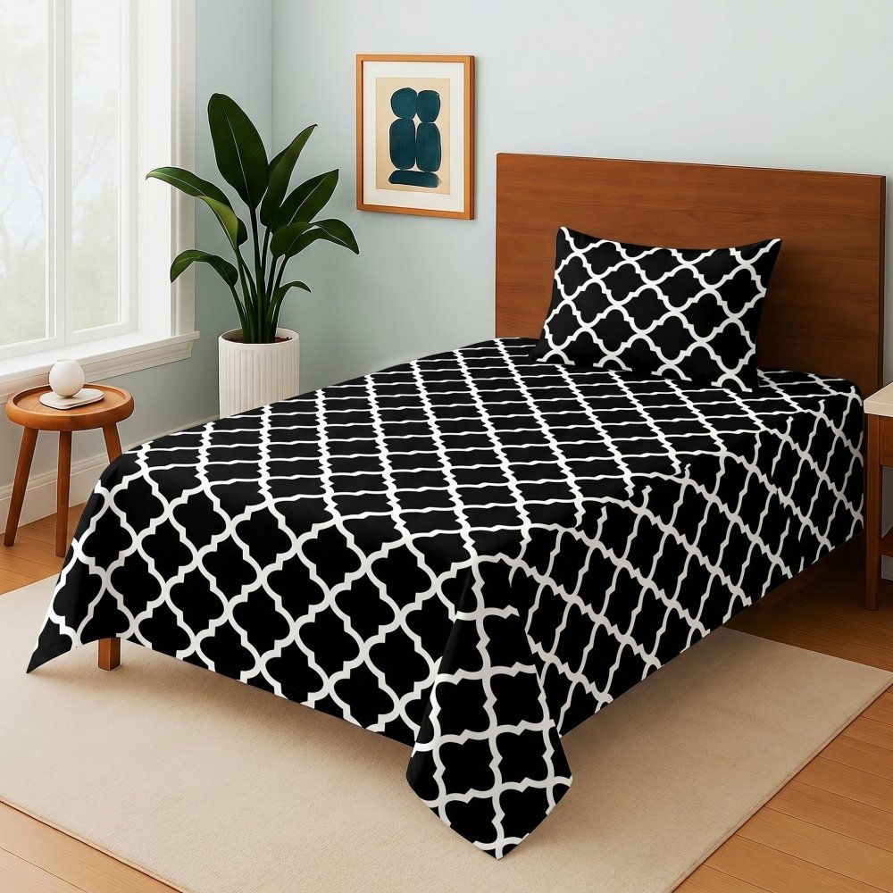 Black check - Single Bedsheet Set - Zaraish.com