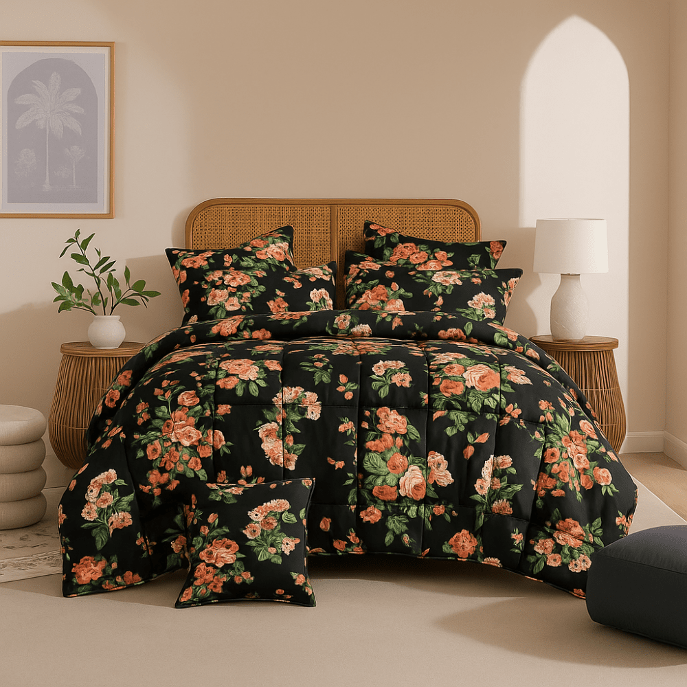 Black Tulip - 6pcs Premium Comforter Set - Zaraish.com