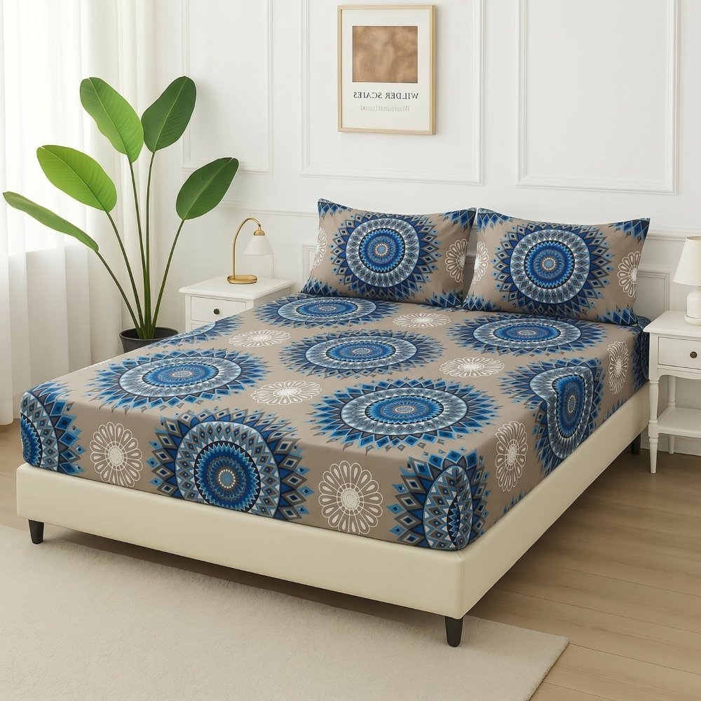 Blue Circle - Fitted Bedsheet Set - Zaraish.com