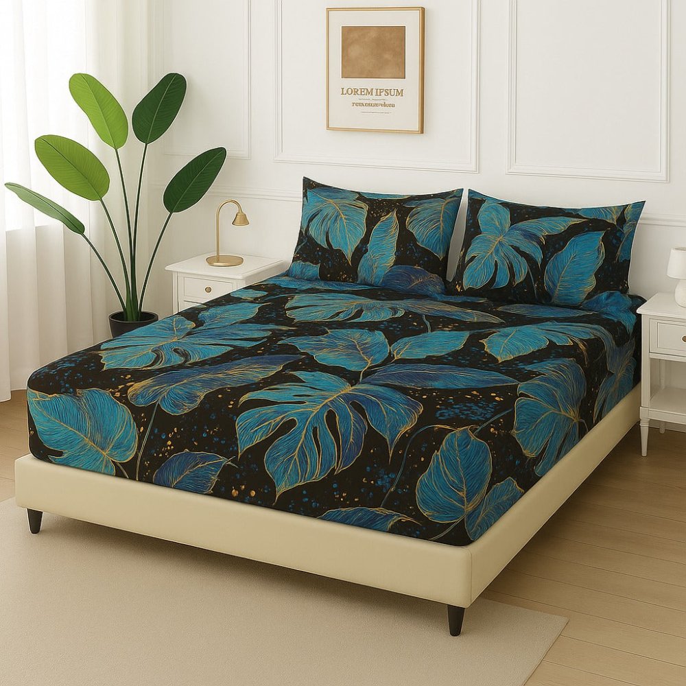 Blue Patta - Fitted Bedsheet Set - Zaraish.com