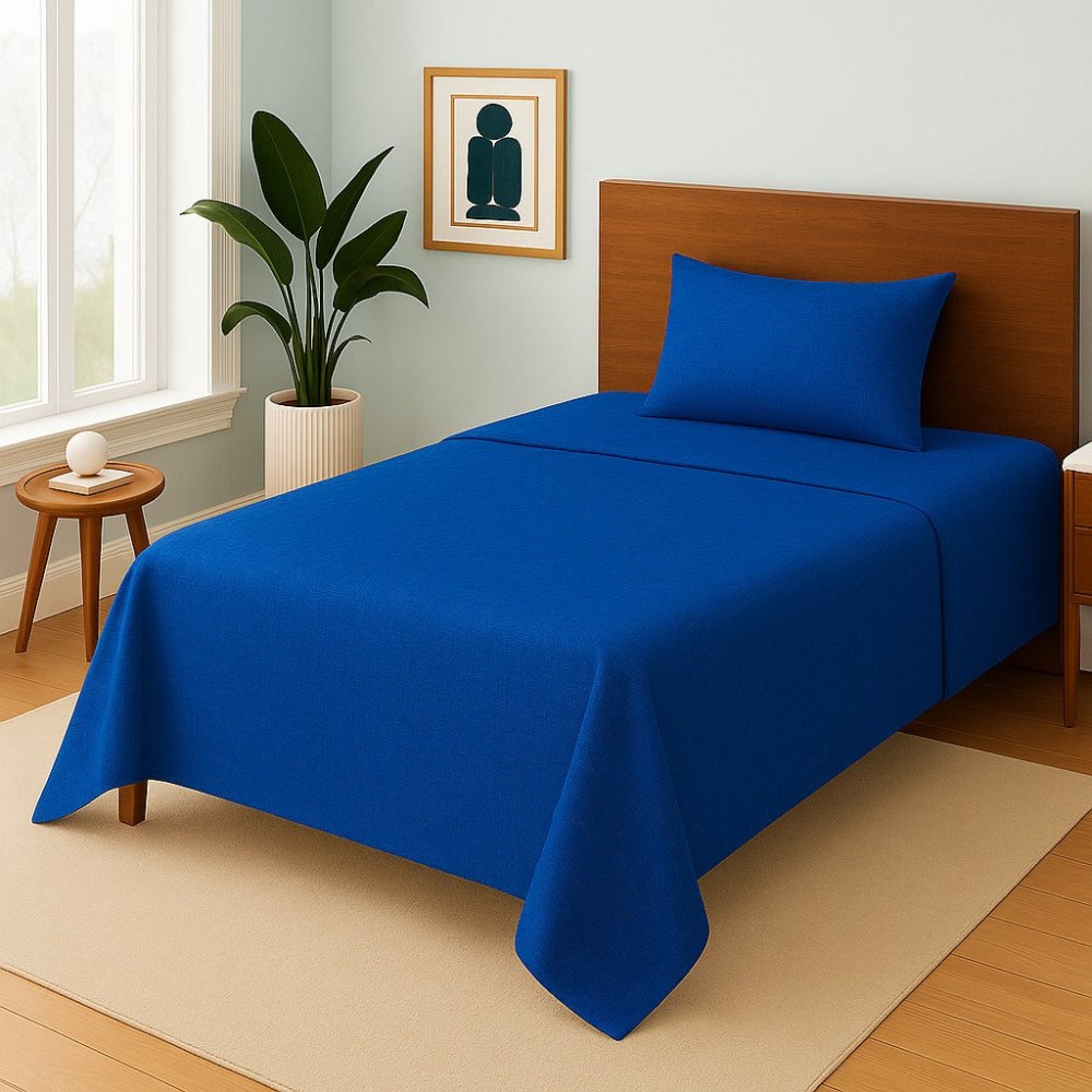 Blue Plain - Single Bedsheet Set - Zaraish.com