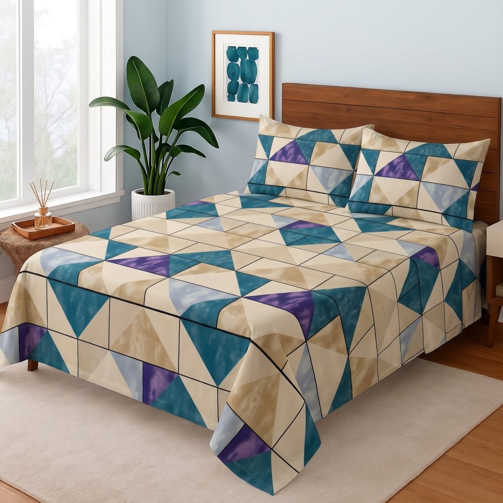 BLUE TUKRI- Bedsheet Set - Zaraish.com