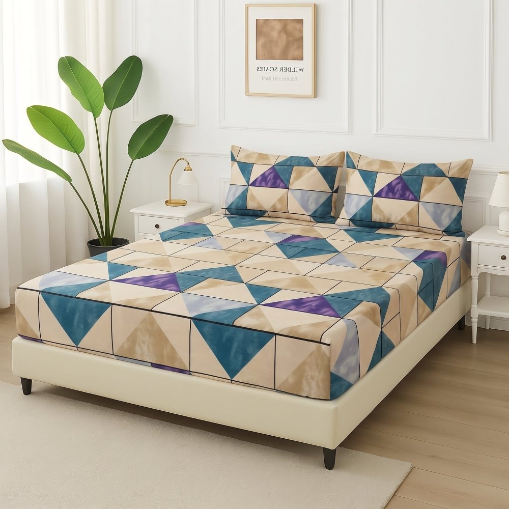 BLUE TUKRI- Fitted Bedsheet Set - Zaraish.com