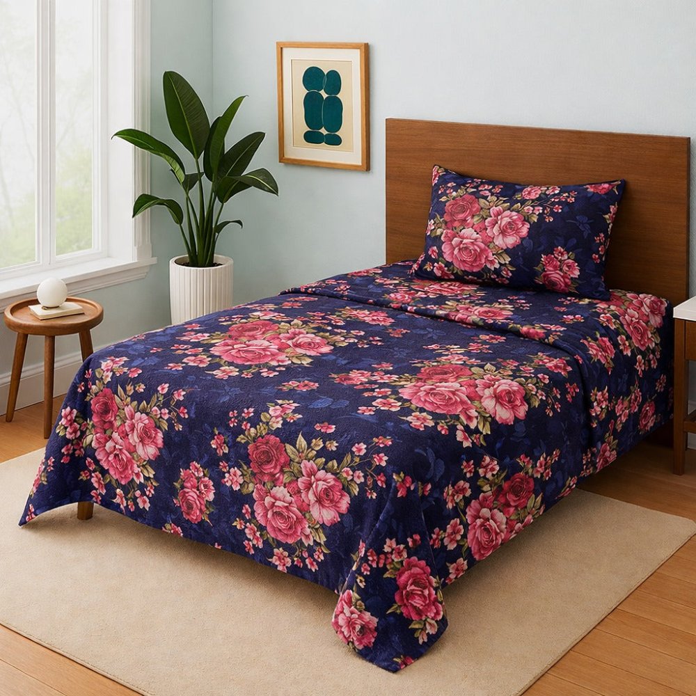 Crimson Flower - Single Bedsheet Set - Zaraish.com