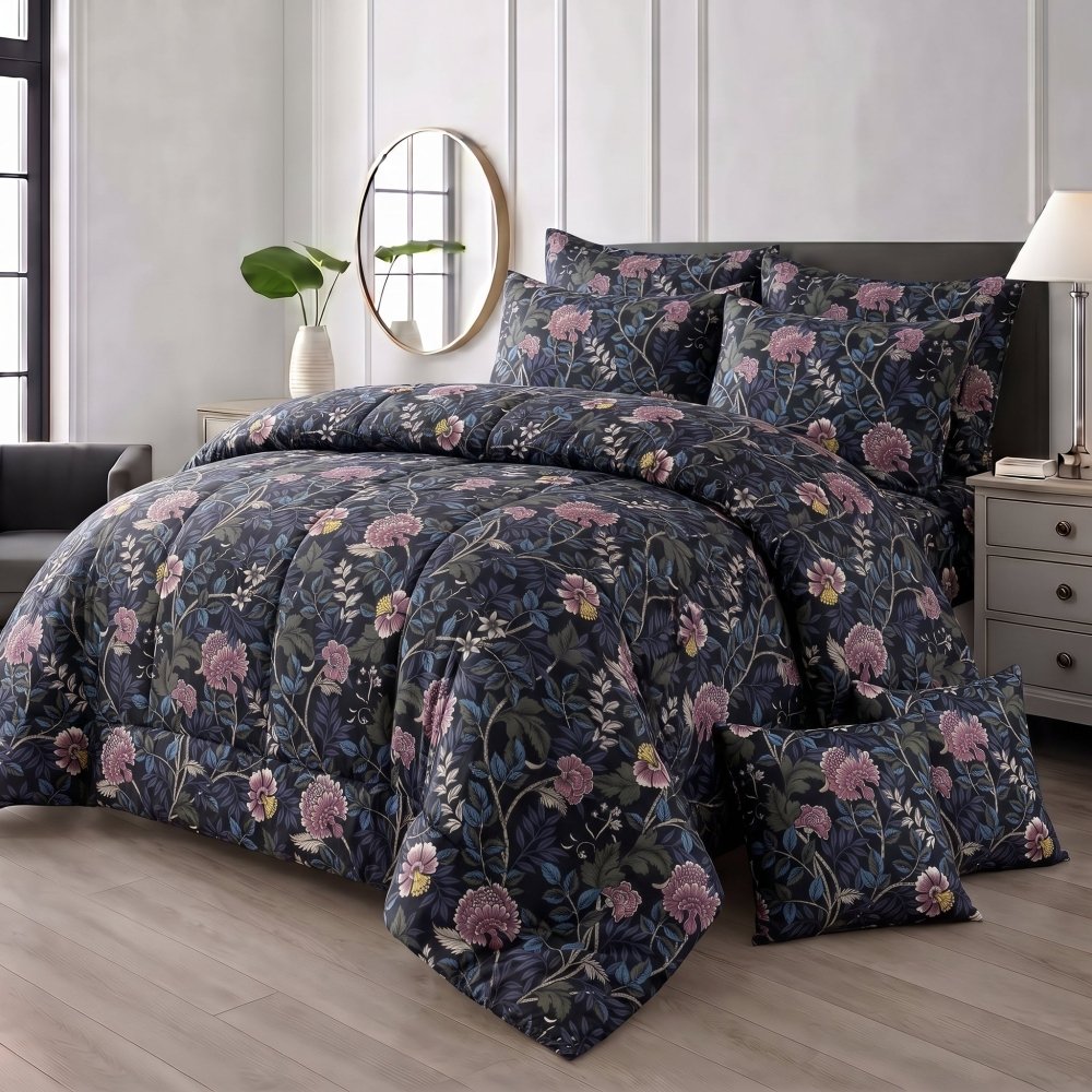 Dark Sapphire Meadow - 8 pcs WINTER RAZAI Set (HEAVY FILLING) - Zaraish.com