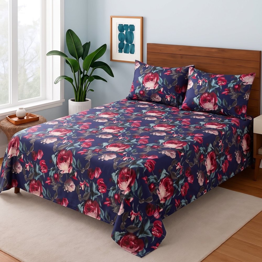 Dark Sapphire Rose - Bedsheet Set - Zaraish.com