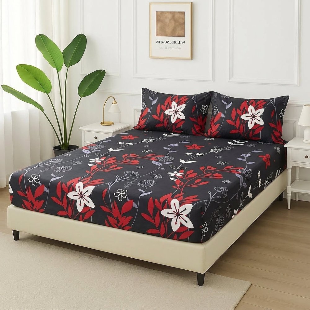 Ember Blossom - Fitted Bedsheet Set - Zaraish.com