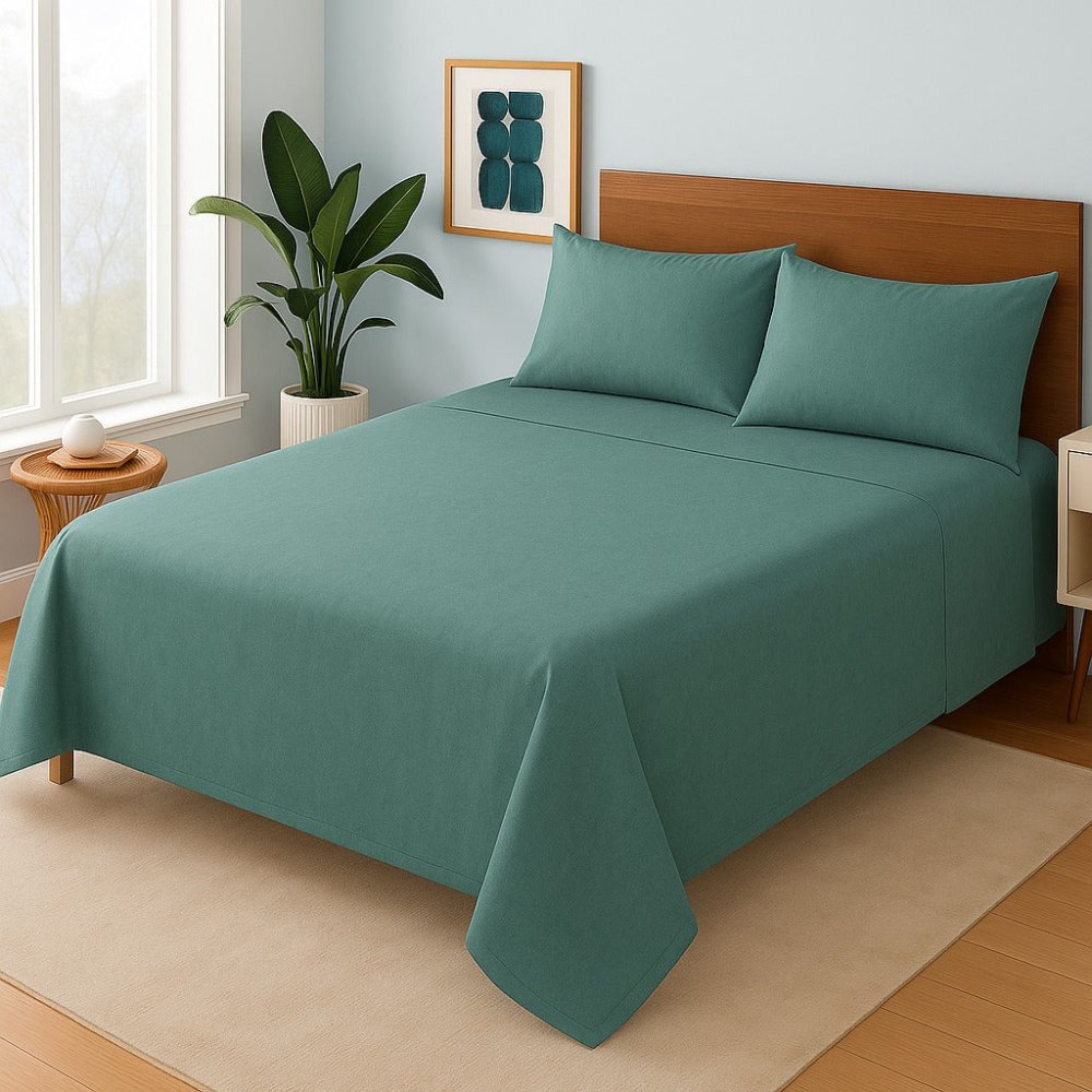 GREEN PLAIN PURE COTTON - Bedsheet Set - Zaraish.com