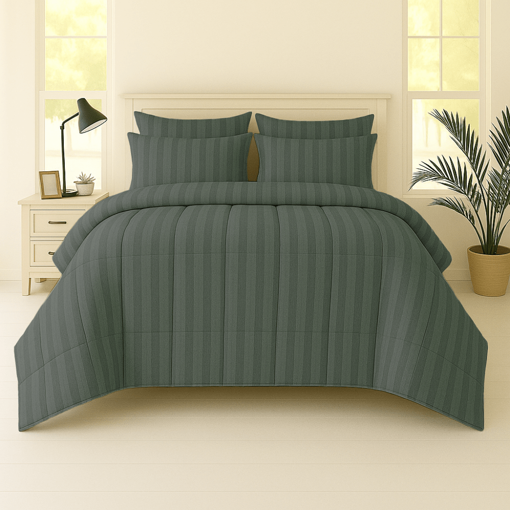 GREY STRIPE - 6pcs Duvet Cover Set (Without Filling) - Zaraish.com