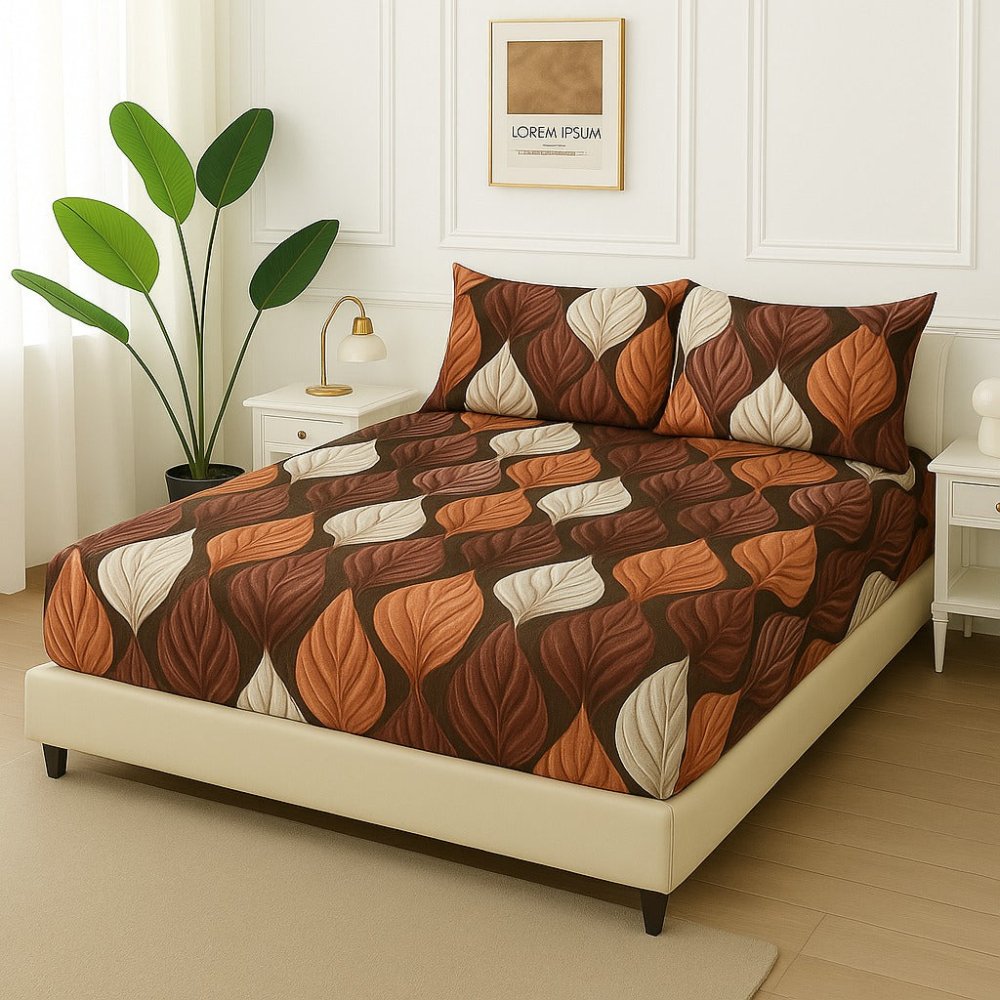 LEAVES SYMETRY - Fitted Bedsheet Set - Zaraish.com