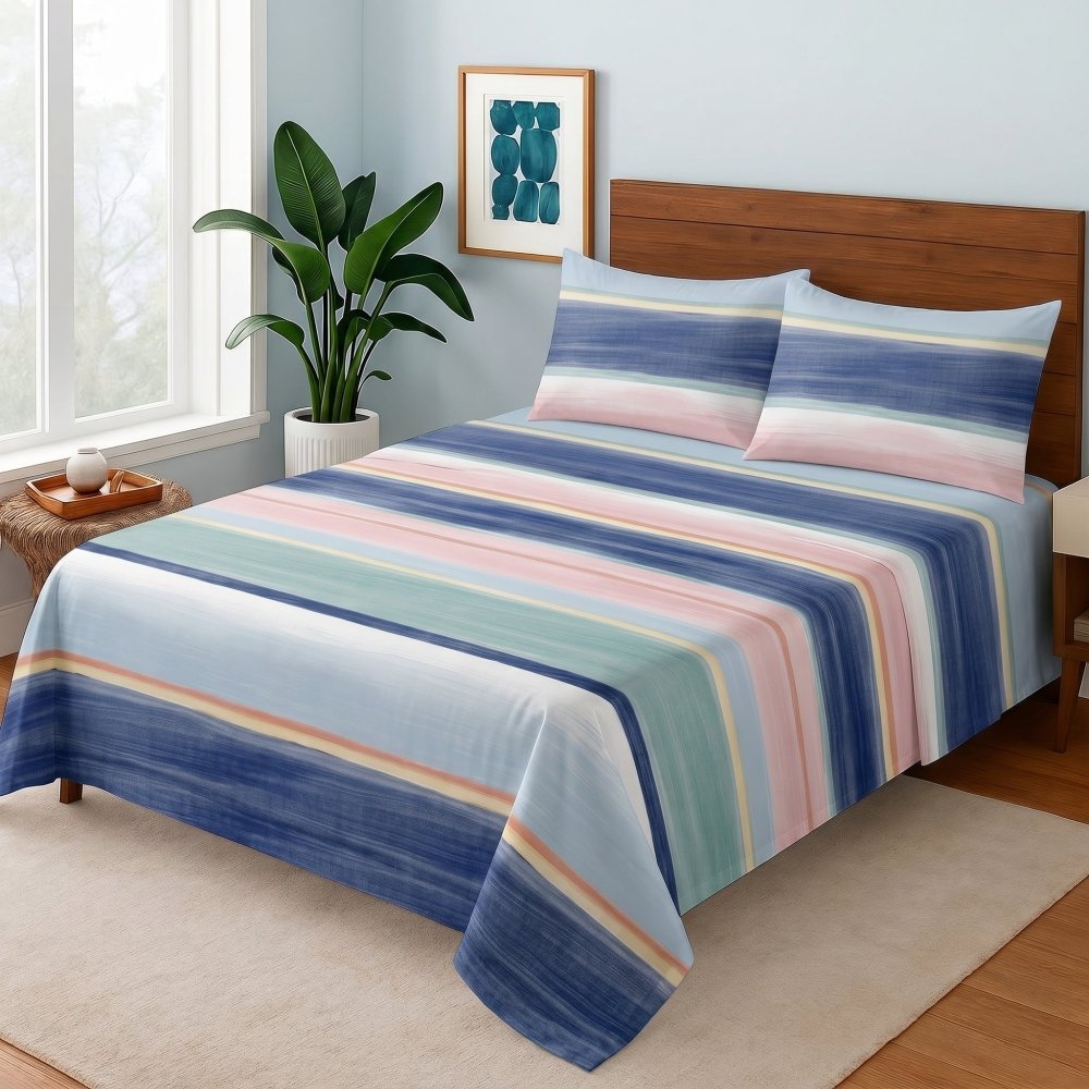 Ocean Breeze Stripes - Bedsheet Set - Zaraish.com
