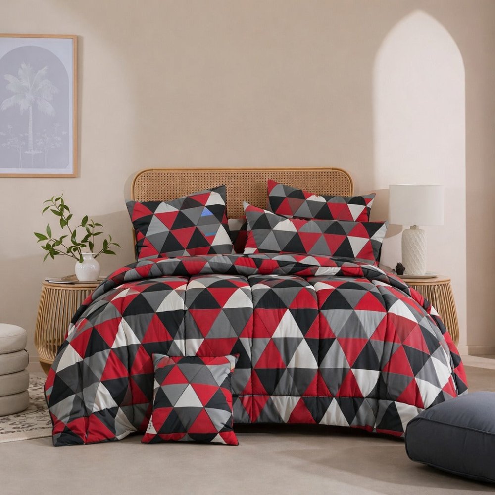 Red Tukri - 6pcs Premium Comforter Set - Zaraish.com