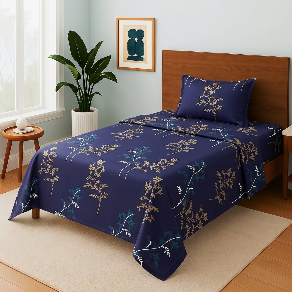 Sapphire Leaf - Single Bedsheet Set - Zaraish.com