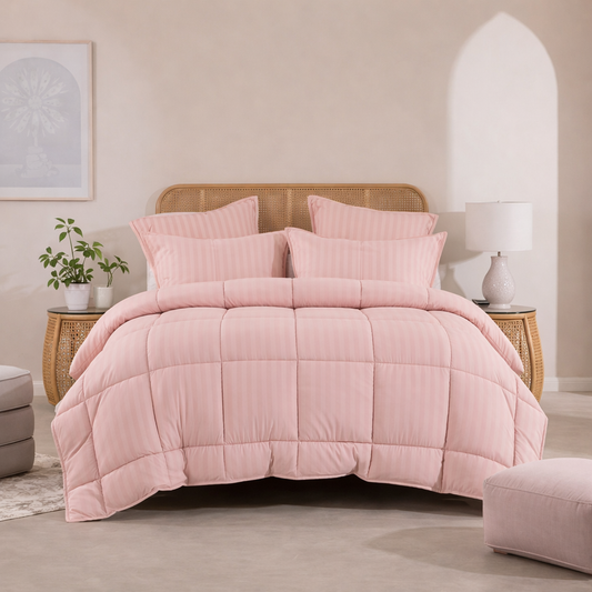 PINK STRIPE- Premium 6pcs Comforter Set