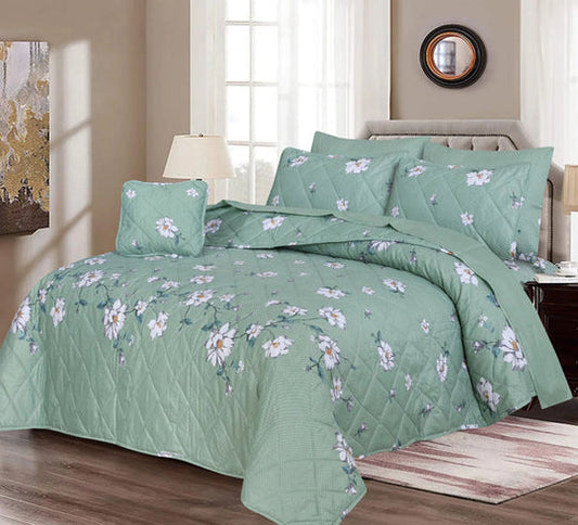 Greenish- 7pcs Summer Comforter Set (Light Filling)