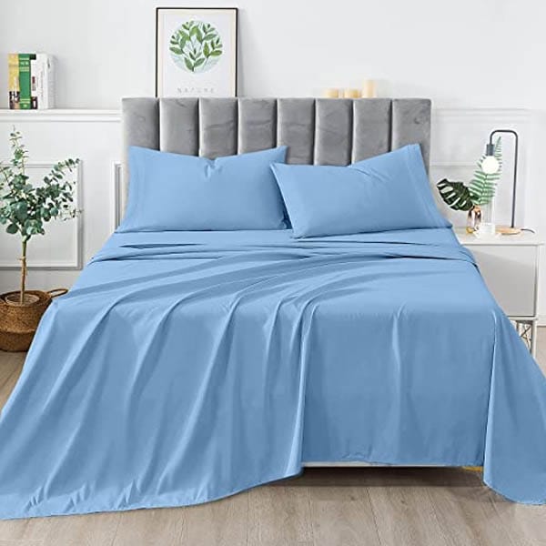 3pcs King Size Bedsheet Set - Plain Sky Blue - Zaraish.com