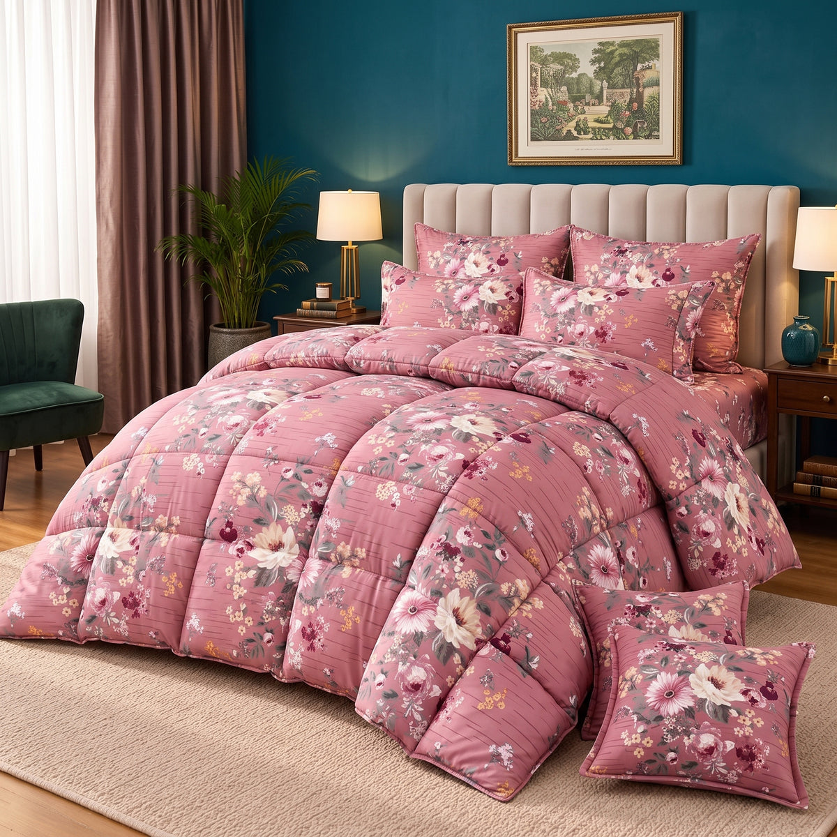 TEA FLOWER  -8 pcs WINTER RAZAI Set (HEAVY FILLING)