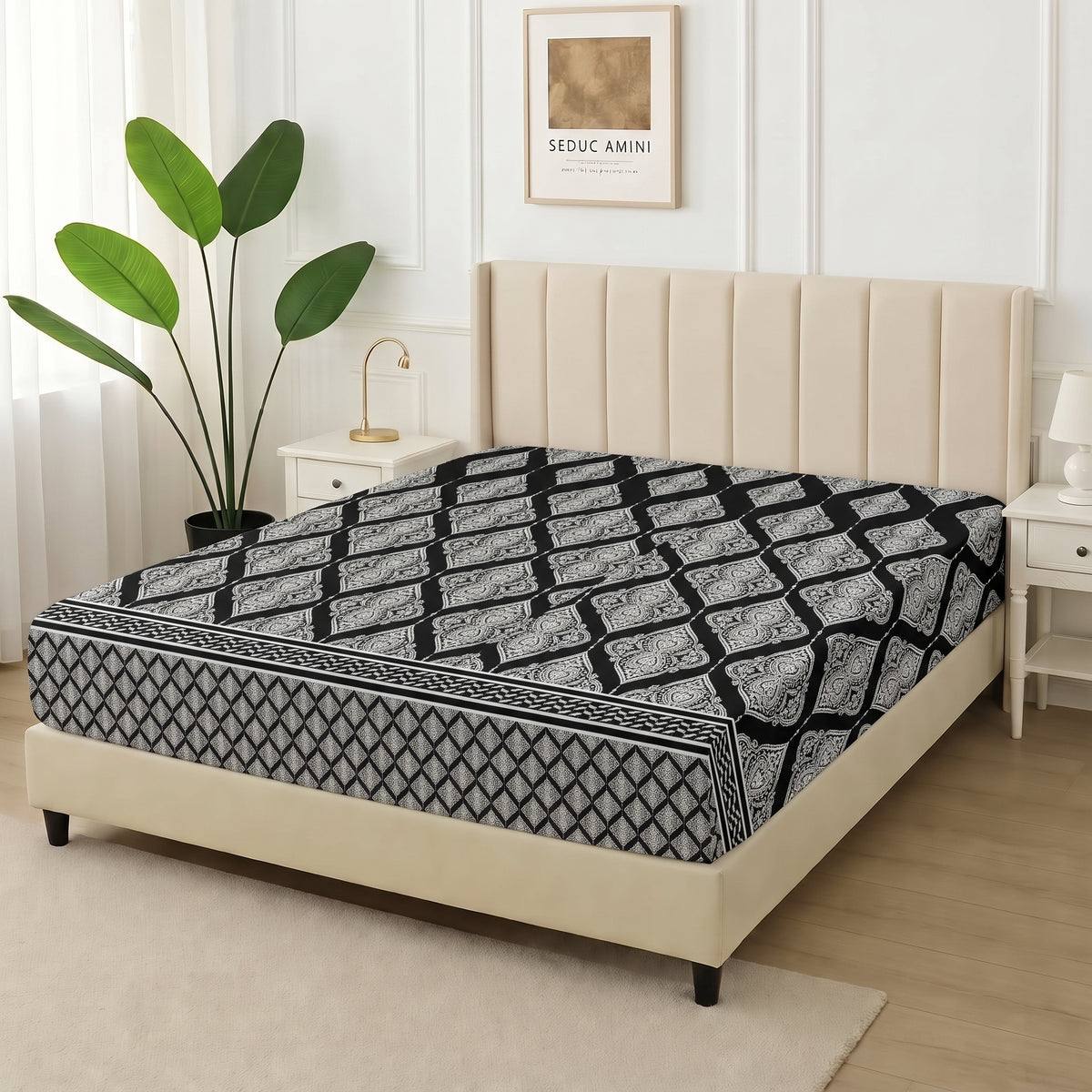 Black Leaves  - Only Fitted Sheet