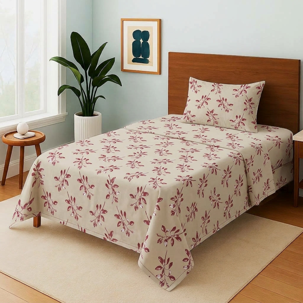 Crimson Foliage - Single Bedsheet Set