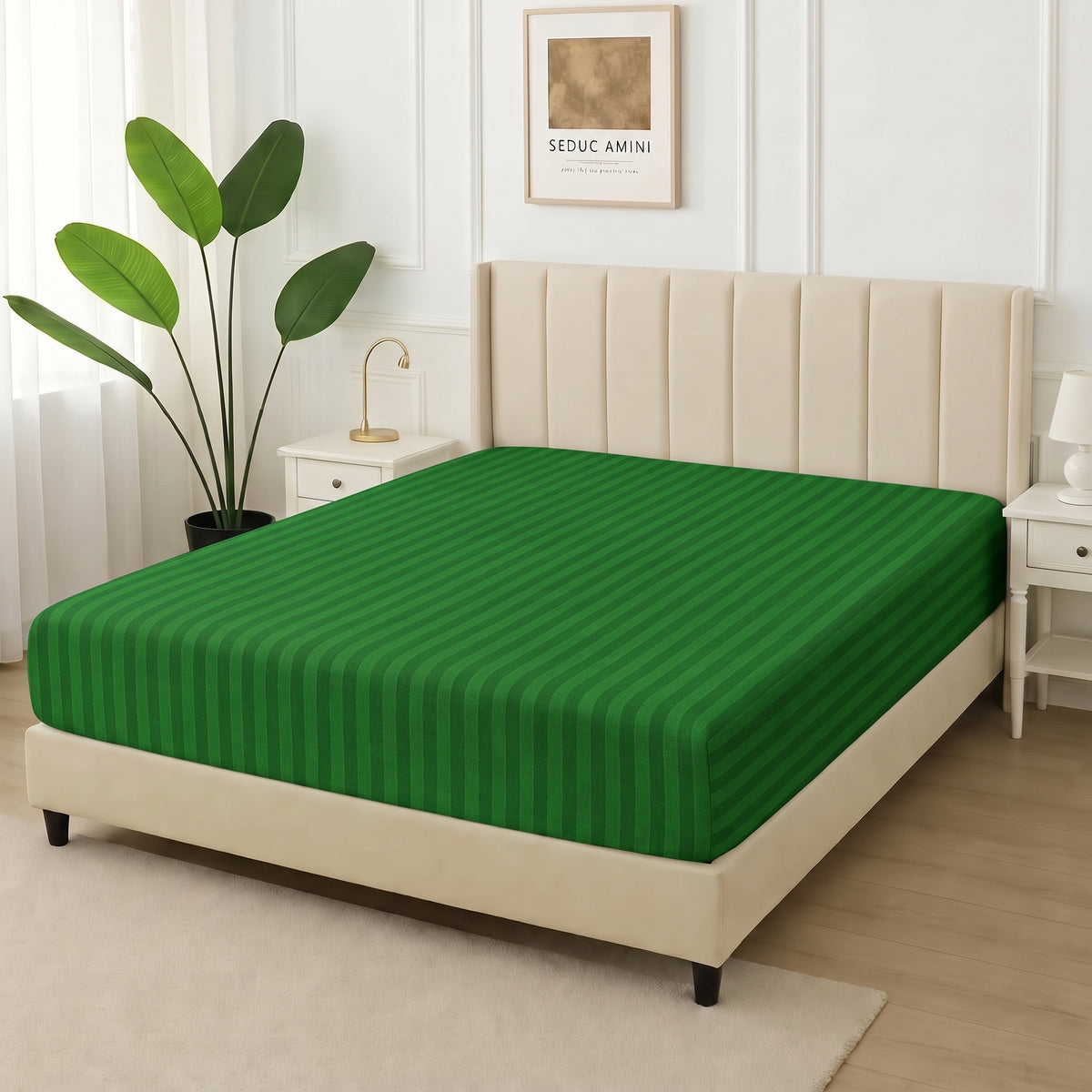 Green Stripes  - Only Fitted Sheet