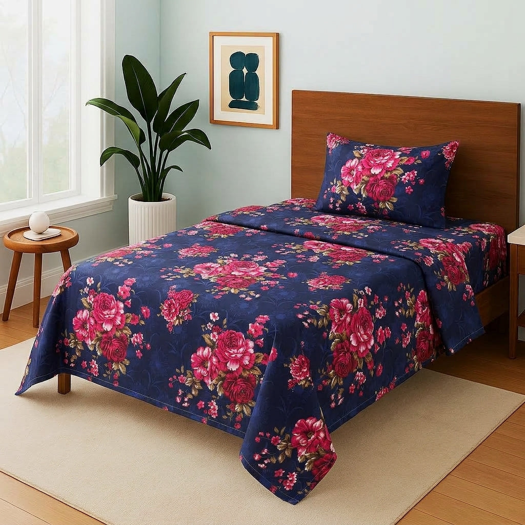 Ruby Navy Tapestry - Single Bedsheet Set