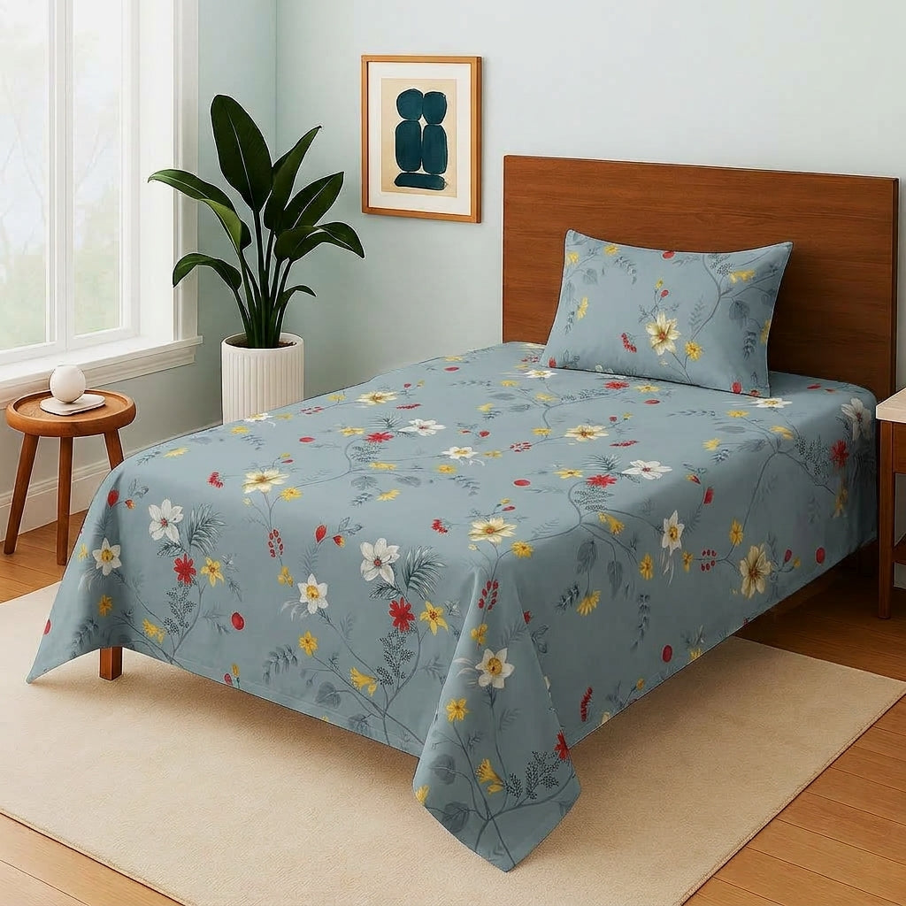 Slate Spring Blossom - Single Bedsheet Set