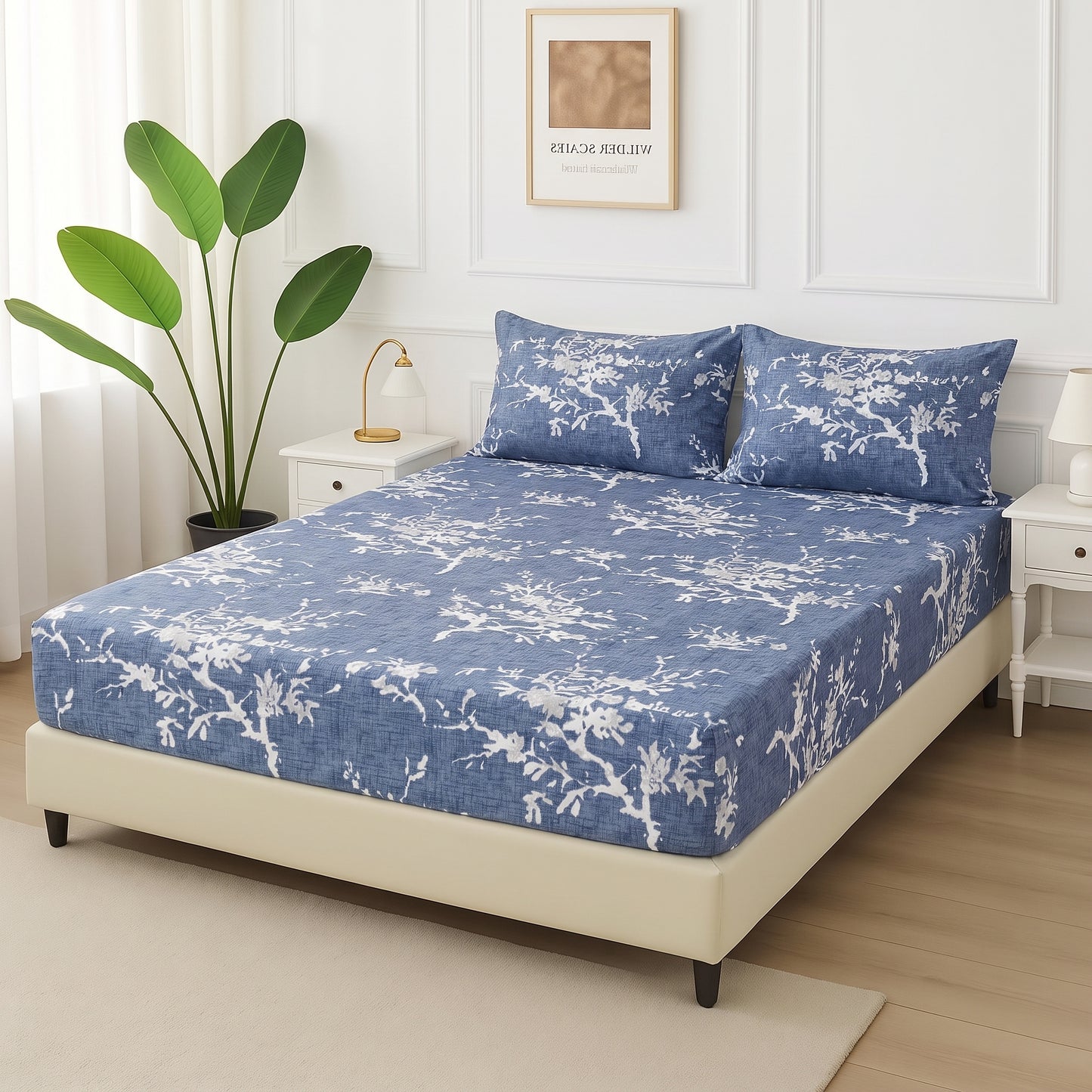 Frosty Blue Branches - Fitted Bedsheet Set
