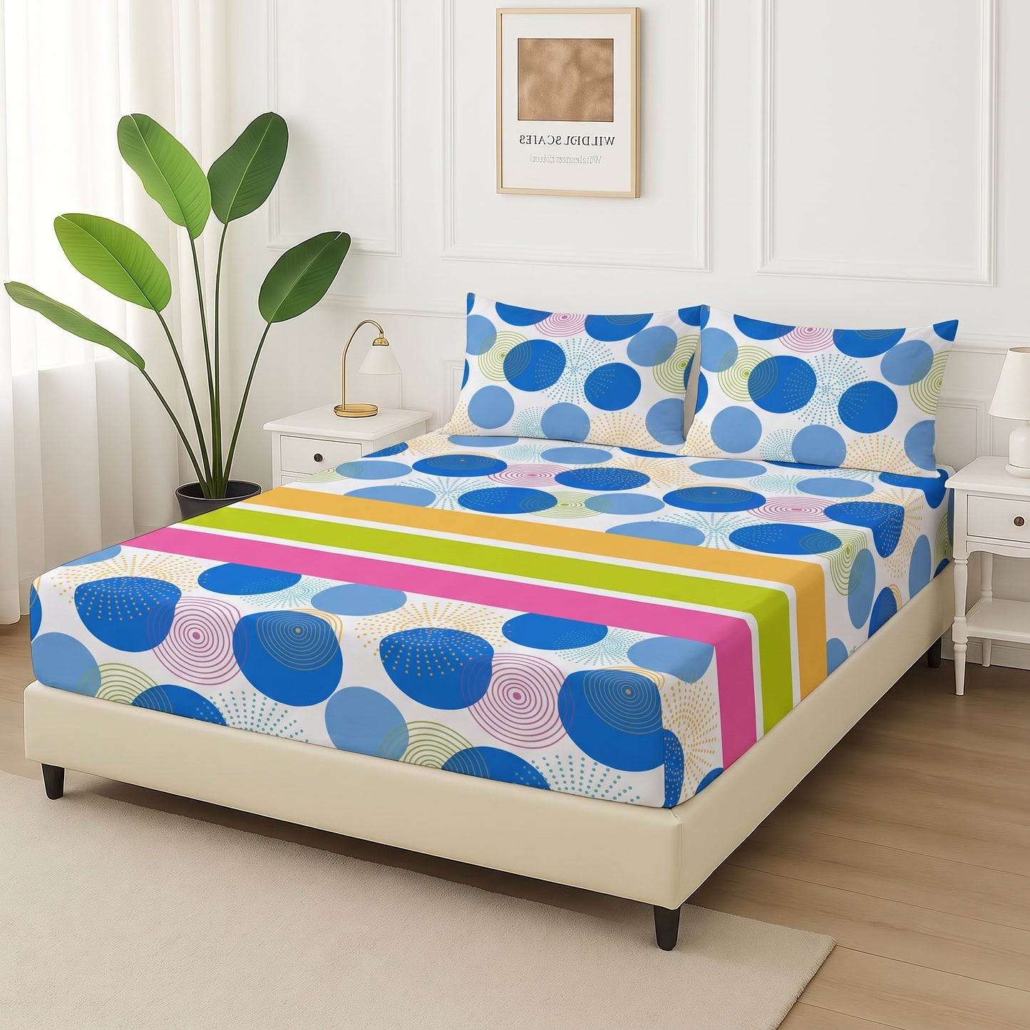 Retro Pop Circles - Fitted Bedsheet Set