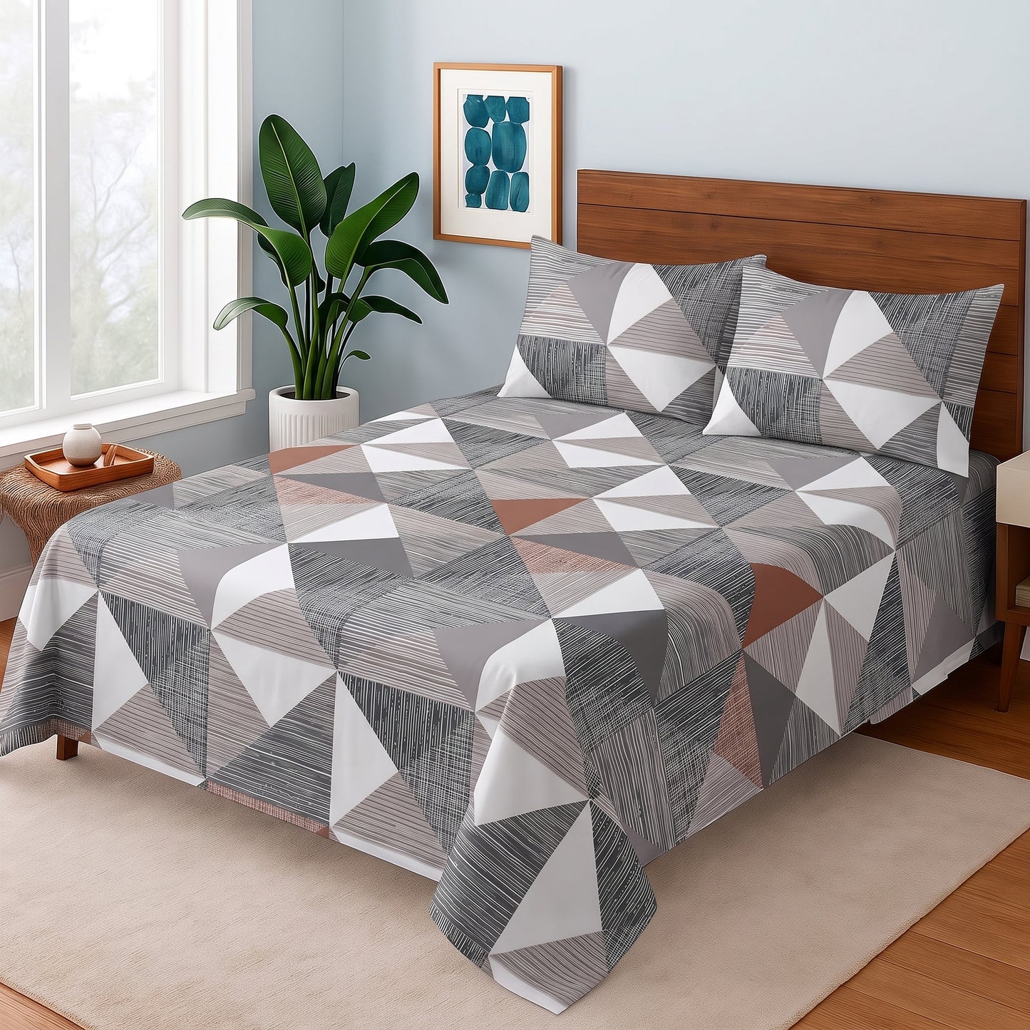 Urban Grey Geometric - Bedsheet Set