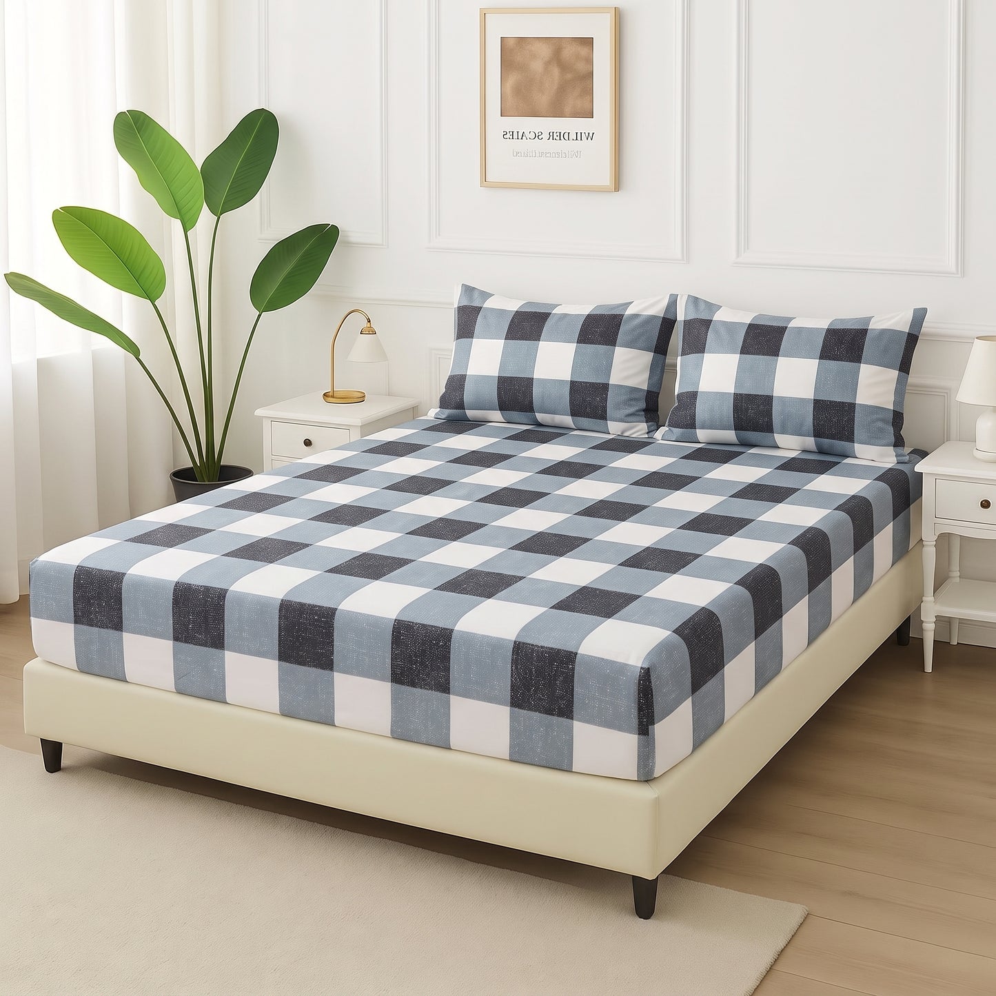 Slate Check - Fitted Bedsheet Set
