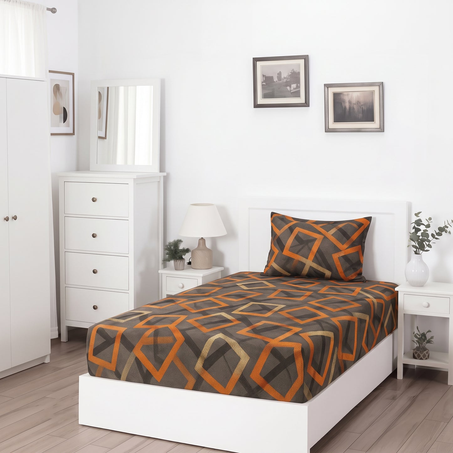 SQUARE - SINGLE Fitted Bedsheet Set
