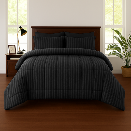 Black stripe- Premium 6pcs Comforter Set