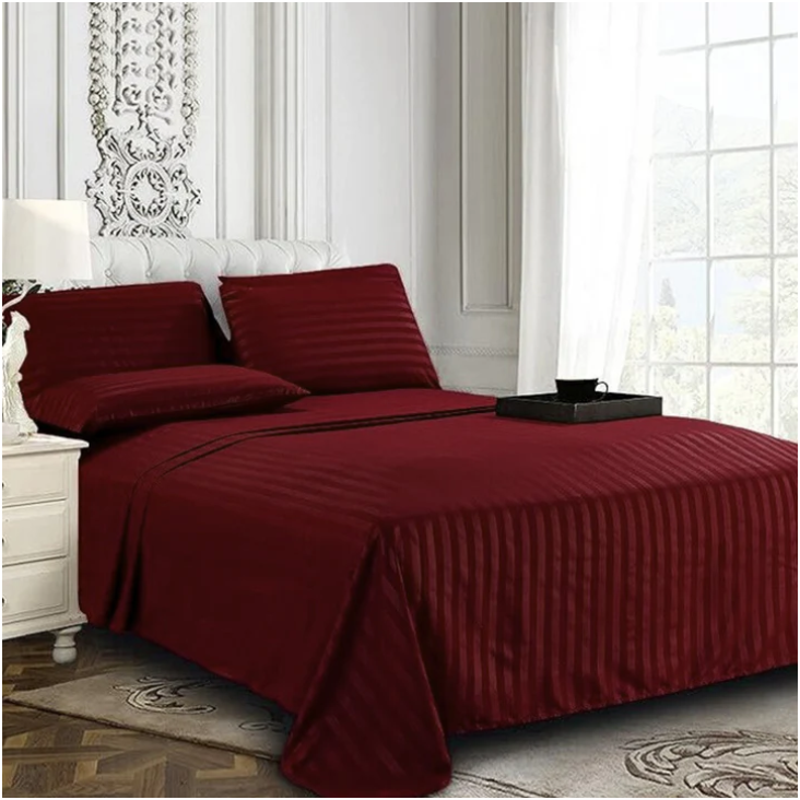 Maroon Stripe- Bedsheet Set